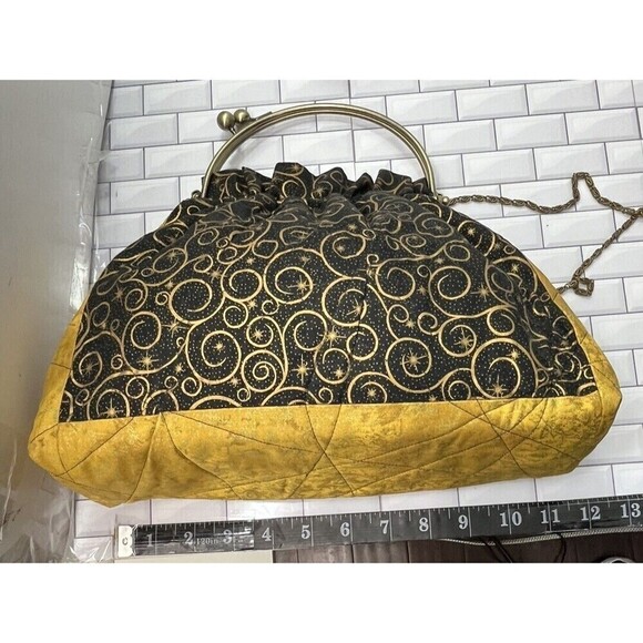 Handmade Celestial Handbag/Kiss Closure/Removable Strap Black/Gold Fairy Grunge - Picture 8 of 13